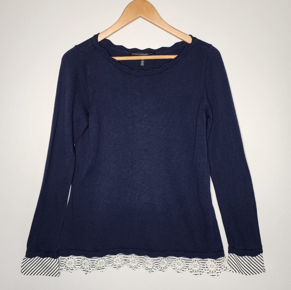 White House Black Market Blue Striped Sweater Women's Size Medium